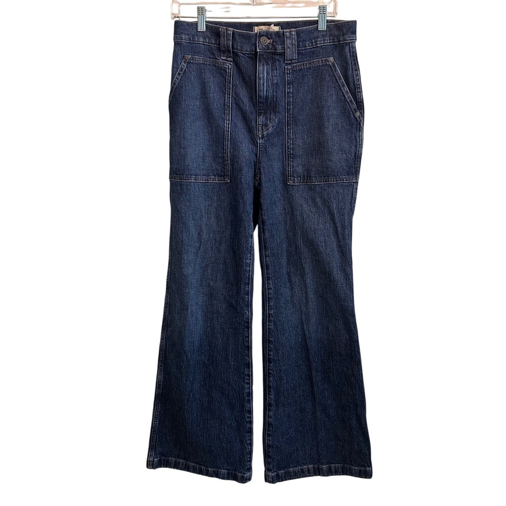 Madewell 11" High Rise Flare Jeans Patch Pocket Dark Wash Size 28x30.5